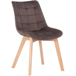 Chaise de salle à manger x1 rembourrage généreux en velours marron piètement en bois 100002081