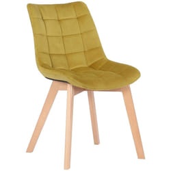 Chaise de salle à manger x1 rembourrage généreux en velours jaune piètement en bois 100002082