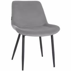 Chaise de salle à manger - Design moderne - Velours gris - Pieds en métal noir - Confort optimal - Charge 110 kg
