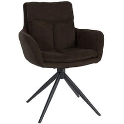 Chaise de salle a manger x1 extra confort pivotant en tissu marron pietement en metal noir 10_0002158