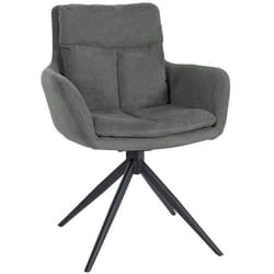 Chaise de salle à manger - Extra Confort - Pivotante - Tissu gris - Piètement métal noir - 1 place