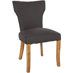 Chaise de salle à manger x1 boutons décoratifs en tissu gris foncé et pieds en bois marron clair 100002173