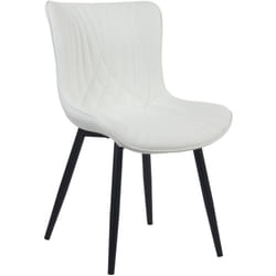 Chaise de salle à manger x1 coutures décoratives en pvc blanc et pieds en métal noir 100002179