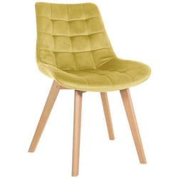 Chaise de salle à manger - Design Scandinave - Velours Jaune - Pieds en Bois - Confort Optimal - 1 Place
