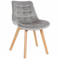 Chaise de salle à manger - Design Scandinave - Velours Gris - Pieds en Bois - Confort Optimal - 1 Place