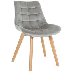 Chaise de salle à manger - Design Scandinave - Velours Gris - Pieds en Bois - Confort Optimal - 1 Place