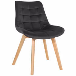 Chaise de salle à manger - Brook - Design scandinave - Velours noir - Pieds en bois clair - Confort maximal