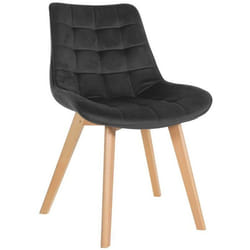 Chaise de salle à manger - Brook - Design scandinave - Velours noir - Pieds en bois clair - Confort maximal