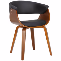 Chaise de bureau - MARQUE - Modèle - PVC noir - Bois noyer - Style scandinave