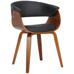 Chaise de bureau - MARQUE - Modèle - PVC noir - Bois noyer - Style scandinave