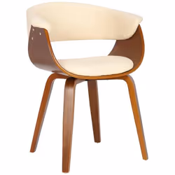Chaise de bureau - Non spécifié - Style scandinave - PVC crème - Cadre en bois noyer - 1 place