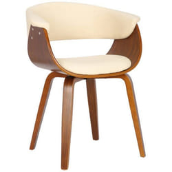 Chaise de bureau - Non spécifié - Style scandinave - PVC crème - Cadre en bois noyer - 1 place