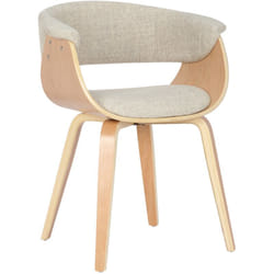 Chaise de bureau salle à manger style scandinave avec revêtement en tissu crème cadre en bois clair 100002195