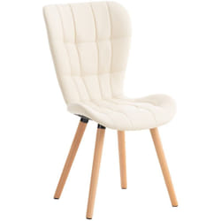 Chaise de salle à manger x1 dossier haut coutures décoratives assise en pvc crème 100002214