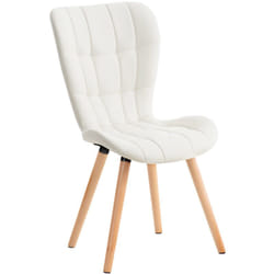 Chaise de salle à manger x1 dossier haut coutures décoratives assise en pvc blanc 100002219