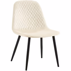 Chaise de salle à manger - Noname - Couture losange - Velours crème - Métal noir - 1 place