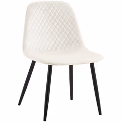 Chaise de salle à manger - Noname - Couture losange - Velours blanc - Métal noir - 1 place
