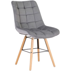 Chaise de salle à manger x1 style scandinave couture carrée en velours gris et pieds en bois 100002264
