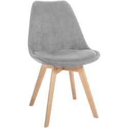 Chaise de salle à manger x1 design scandinave en velours côtelé gris clair et pieds en bois clair 100002277