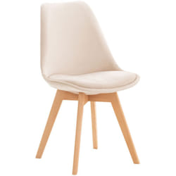 Chaise de salle à manger x1 design scandinave en velours beige et pieds en bois clair 100002280