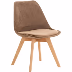 Chaise de salle à manger - Design Scandinave - Velours Marron - Pieds en Bois - Confortable - 1 Place