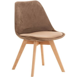 Chaise de salle à manger - Design Scandinave - Velours Marron - Pieds en Bois - Confortable - 1 Place