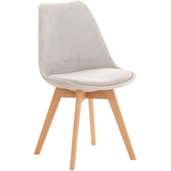 Chaise de salle à manger x1 design scandinave en velours gris clair et pieds en bois clair 100002282