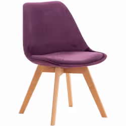 Chaise de salle à manger - Design Scandinave - Velours Violet - Pieds en Bois Clair - Confortable - 1 Place