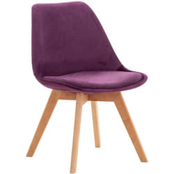 Chaise de salle à manger - Design Scandinave - Velours Violet - Pieds en Bois Clair - Confortable - 1 Place