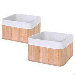 Paniers de rangement - Non spécifié - 2 par - Bambou naturel - 21cm de hauteur - Mixte