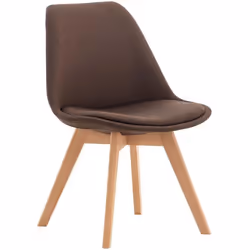Chaise de salle à manger - Design Scandinave - Tissu Marron - Pieds en Bois Clair - Confortable - 1 Place