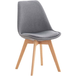 Chaise de salle à manger x1 design scandinave en tissu gris et pieds en bois clair 100002290