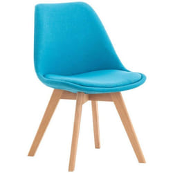 Chaise de salle à manger - Design Scandinave - Tissu Turquoise - Pieds en Bois Clair - Confort Optimal