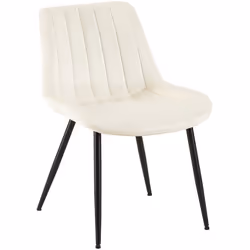 Chaise de salle à manger - Noname - Velours crème - Coutures verticales - Métal noir - Confortable et design
