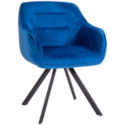 Chaise de salle à manger - Design moderne - Velours bleu - Confort ergonomique - Piètement métal - 1 place