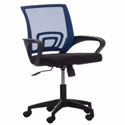 Chaise de bureau sur roulettes avec accoudoirs hauteur reglable en microfibre bleu 10_0002356
