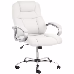 Fauteuil de bureau ergonomique - Confortable - PVC blanc - Métal chrome - Réglable en hauteur - 150 kg max