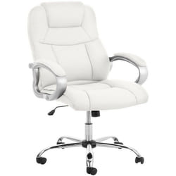Fauteuil de bureau ergonomique - Confortable - PVC blanc - Métal chrome - Réglable en hauteur - 150 kg max