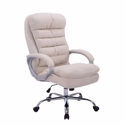 Fauteuil de bureau - Ergonomique - Confortable - 235 kg - Tissu crème - Métal chromé