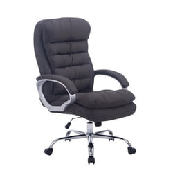 Fauteuil de bureau ergonomique - Confortable - 235 kg - Tissu gris foncé - Métal chrome - Réglable en hauteur