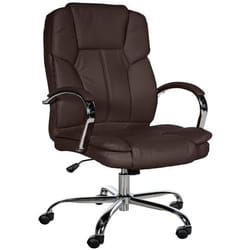 Fauteuil de bureau - MARQUE - XXL - PVC marron - Métal chrome - 210 kg