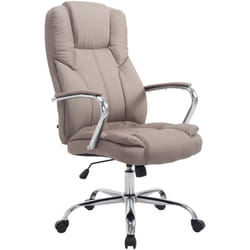 Décoshop26 - Fauteuil de bureau sur roulettes largeur d'assise xxl en tissu taupe et métal chromé 100002420