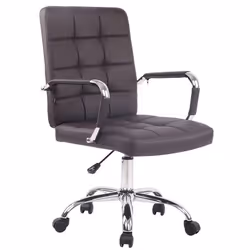 Chaise de bureau - Non spécifié - Modèle 10_0002467 - Similicuir marron - Accoudoirs en PVC - Piètement chrome
