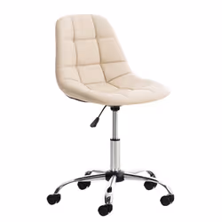 Chaise de bureau - Non spécifié - Tabouret sur roulettes - Hauteur réglable - PVC crème - Métal chrome