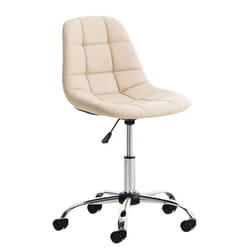 Chaise de bureau - Non spécifié - Tabouret sur roulettes - Hauteur réglable - PVC crème - Métal chrome