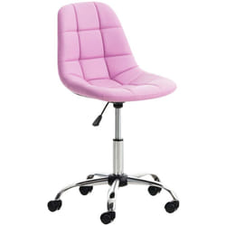 Décoshop26 - Chaise de bureau tabouret sur roulettes hauteur réglable en pvc rose et métal chromé 100002491