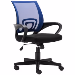 Fauteuil de bureau sur roulettes hauteur reglable en maille de filet de nylon bleu 10_0002501