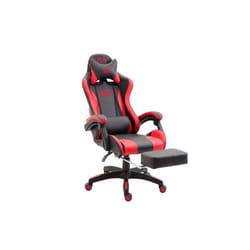Fauteuil de bureau - Design Sportif - Gamer - Repose-pieds télescopique - Similicuir noir - 5 roulettes légères