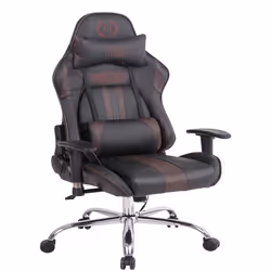 Fauteuil de bureau gamer - Design sportif - Massage chauffant - Coussins détachables - PVC noir/marron