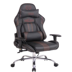 Fauteuil de bureau gamer - Design sportif - Massage chauffant - Coussins détachables - PVC noir/marron